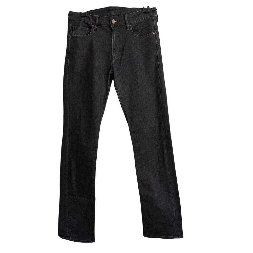 H&M &Denim Straight Regular Waist Jeans Washed Black 31/32‎ Stretch Cotton